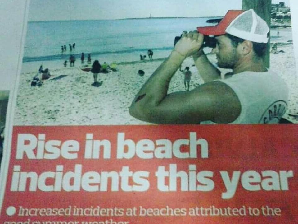 Recorte de periódico sobre el incremento de accidentes en playas de las Islas Baleares